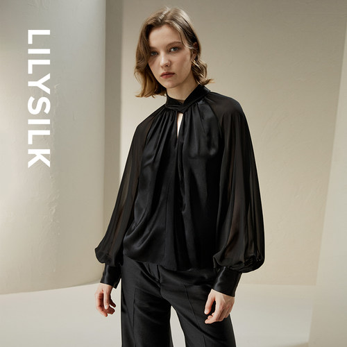 LILYSILK莉莉秀客镂空领口衬衫