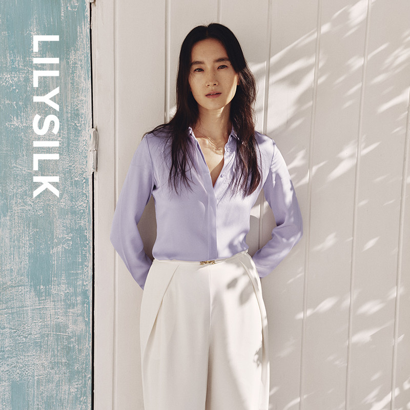 暗门襟真丝衬衫莉莉秀客新款时尚通勤女士上衣弹力双乔LILYSILK