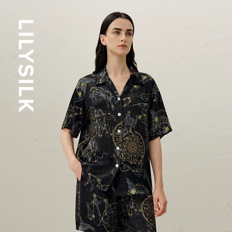 【星座系列】处女座专属莉莉秀客LILYSILK桑蚕丝印花短袖睡衣套装