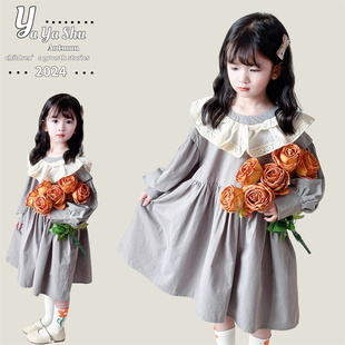 2024新款秋装女童公主连衣裙棉布裙子娃娃裙3-8岁女孩秋天衣服