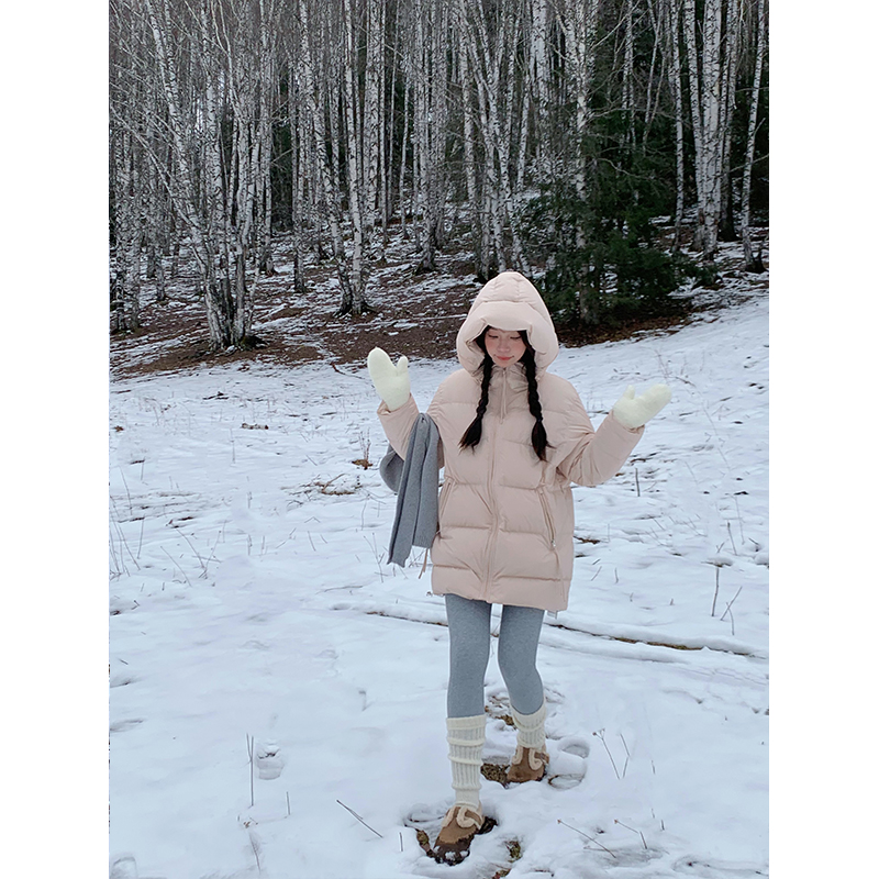 香香的蕉 新标90白鸭绒长款羽绒服女冬季大口袋连帽羽绒外套