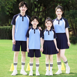 辽宁省锦州市统一校服小学初中高中夏季新款短袖运动服两件套套装