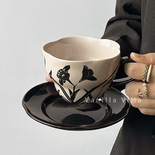 中古风凌波仙子花瓣咖啡杯碟水杯