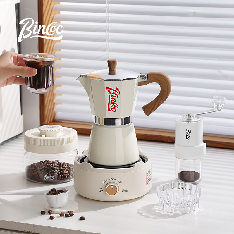 Bincoo摩卡壶电陶炉煮咖啡壶家用小型意式萃取磨豆机手冲咖啡套装