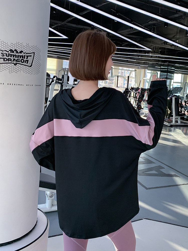 후드 스포츠 탑 여성의 느슨한 달리기 커버 업 속건성 대형 피트니스 의류 지방 MM 가을 겨울 긴팔 요가 재킷