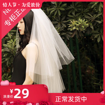 New simple white short double-layer headdress wedding photography props selfie travel photography headdress