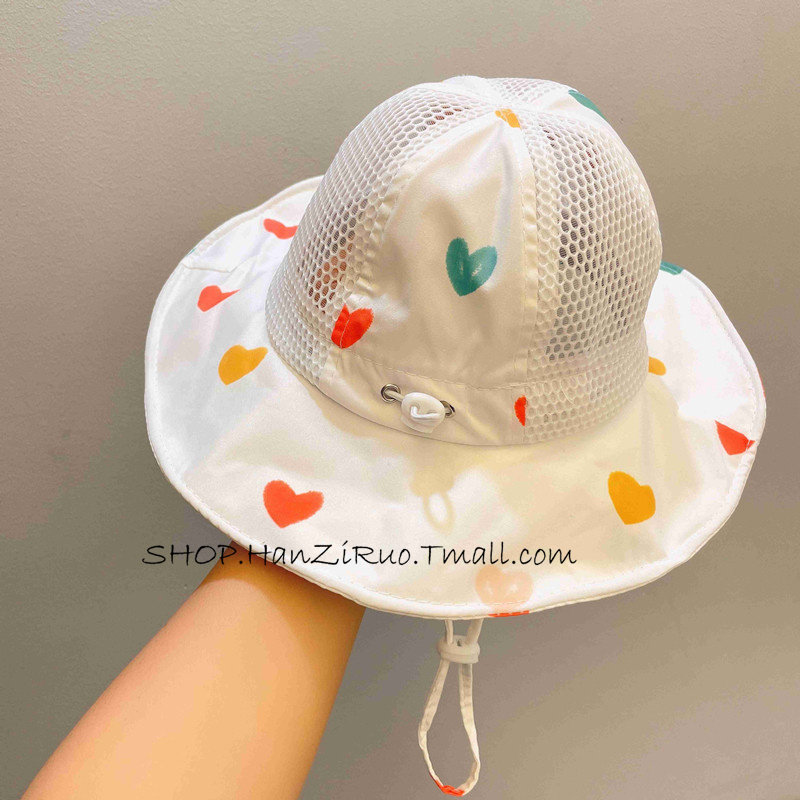 女宝宝帽子可爱超萌网眼帽公主帽春夏渔夫帽儿童防晒薄款太阳帽