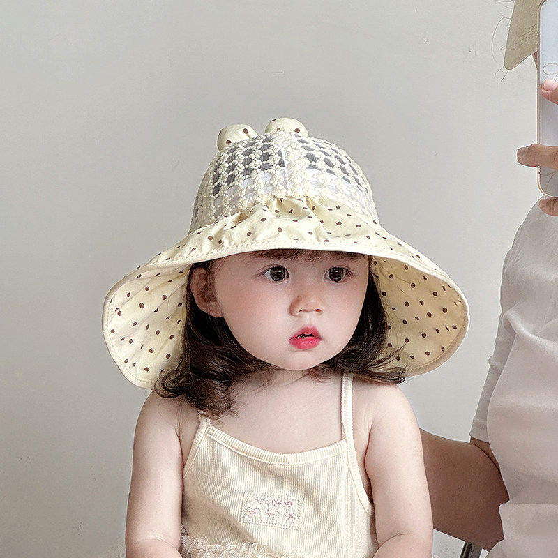 宝宝防晒帽子夏季婴儿网眼太阳帽儿童渔夫帽大帽檐女童薄款遮阳帽