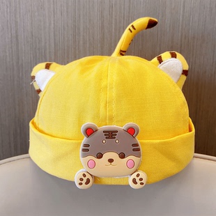 婴儿帽子春秋薄款婴幼儿地主帽女宝宝瓜皮帽老虎男童女童雅痞帽