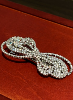 vogueess自制蝴蝶结扭扭发夹镶钻锆石小众设计感少女配饰刘海边夹