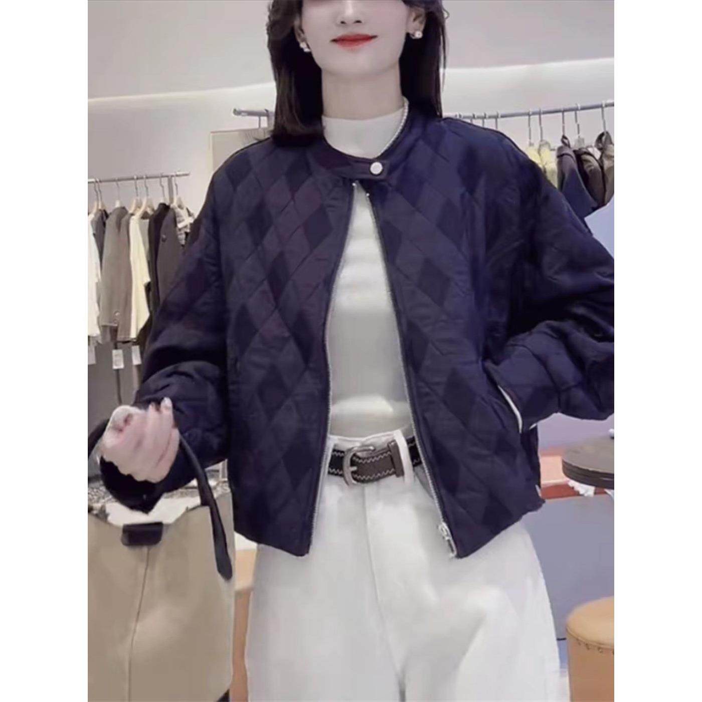 立领菱格拼接棉服外套女2025秋冬新款小个子百搭短款外套休闲夹棉,运动/瑜伽/健身/球迷用品,广场舞套装,淘宝优惠券,粉丝福利购,淘宝优惠卷