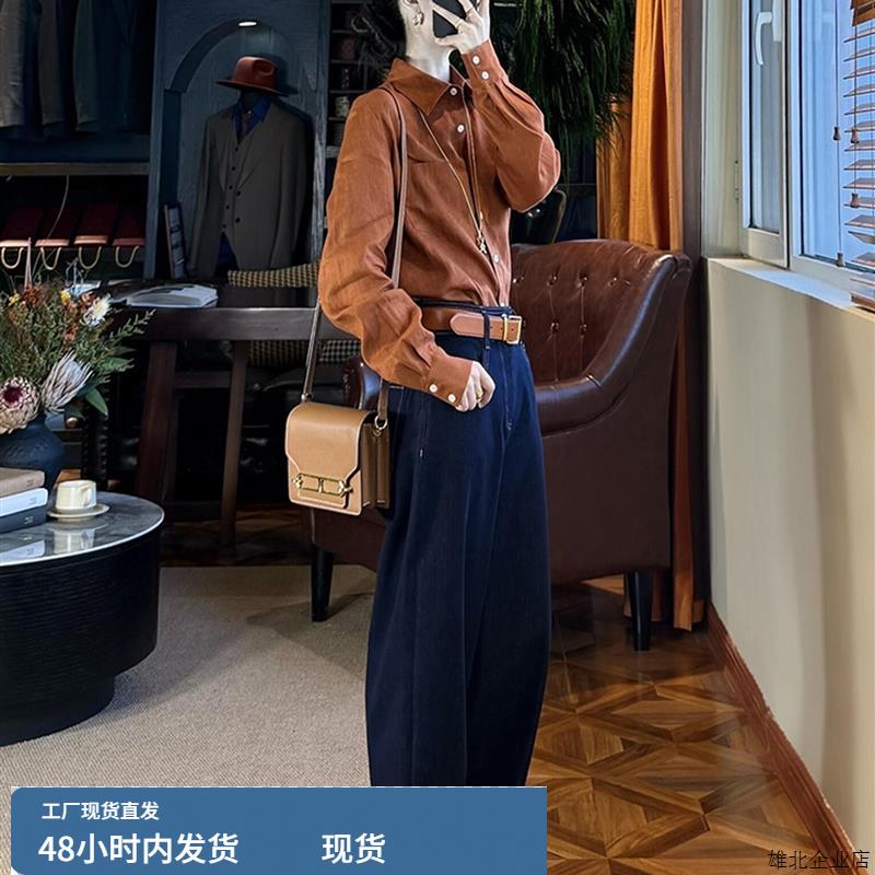 法式小资上衣巨好看的小衫茶里茶气别致小众不撞款橙色衬衫女秋季