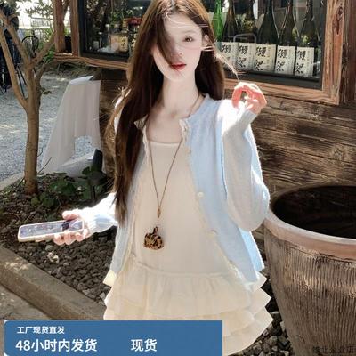 早秋多巴胺ootd穿搭套装开衫松弛感绝美巨好看海边出游两件一整套