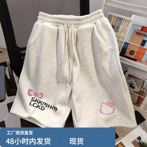 300斤加肥大码美式字母kitt印花宽松五分裤女夏季休闲胖妹妹短裤2