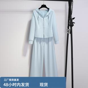 休闲套装女春款2026新款巨好看的穿搭一整套时尚卫衣阔腿裤两件套