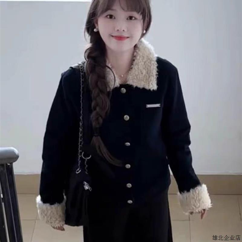 小香风羊羔毛毛领棉服外套女秋冬COSPLAY配件/