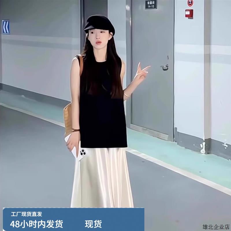 一整套大无袖背心衬衫女上衣醋酸半身裙盐系减龄气质洋装套装女