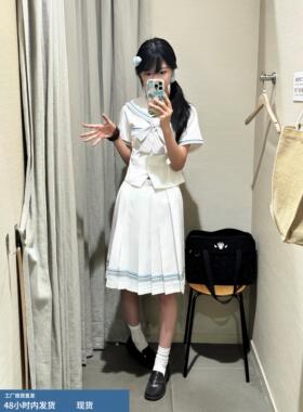 Lulucake腰水手服Jk制服套装原装正宗日本风格学院风格白色短袖上