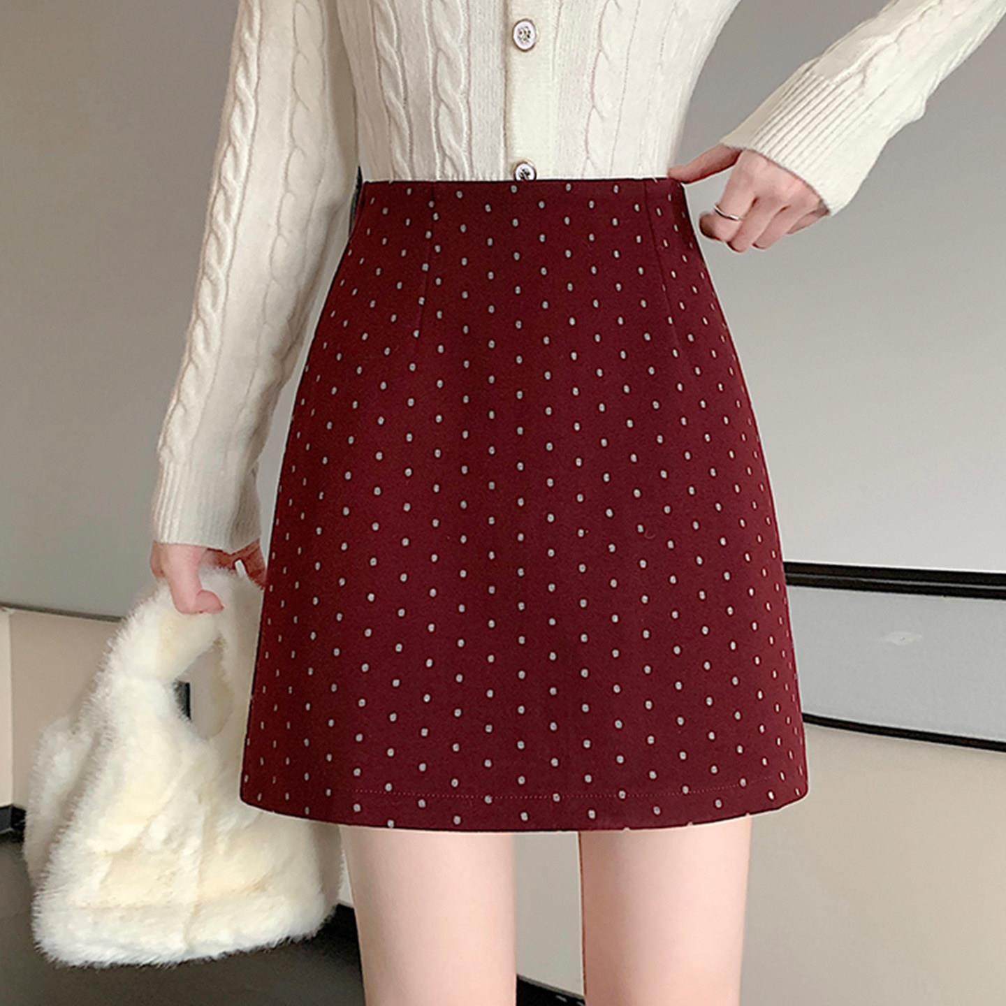 大码红色加厚毛呢半身短裙女秋冬巨好看的胖mm高腰显瘦a字包臀裙,运动/瑜伽/健身/球迷用品,瑜伽短裙,淘宝优惠券,粉丝福利购,淘宝优惠卷