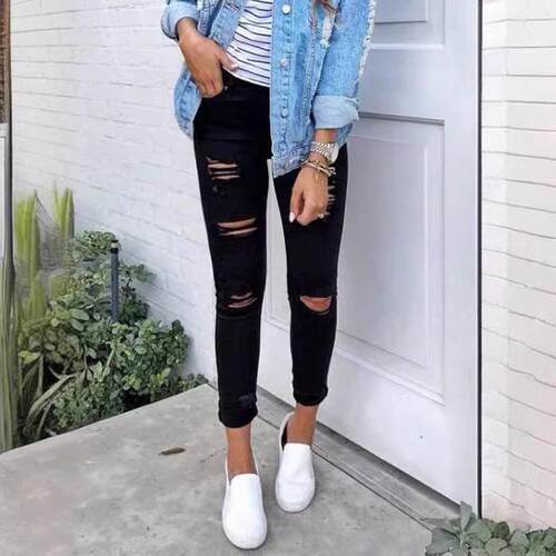 Women's Jeans Women's Stylish Distressed Skinny Jeans - Slim
