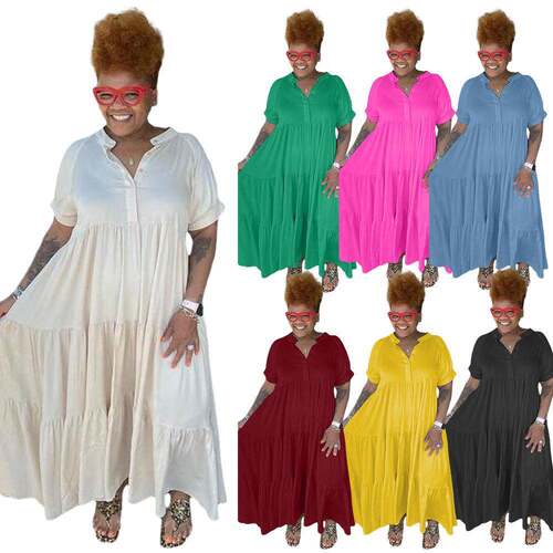 2025 Summer Plus Size Maxi Dress Women Fashion Holiday