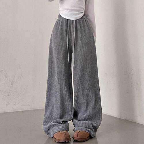 Autumn Winter High Waist Straight Leg Pants Multiple Colors