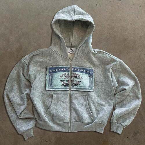 Hip Hop Rap ID ZipUp Hoodie Casual Menswear