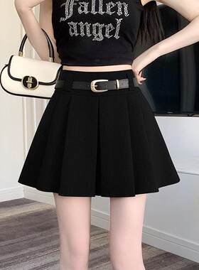 Autumn Winter Vintage Benchmark  Black Wool Pleated Midi