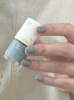 Lelmol指甲油2025秋冬新款低饱和灰绿色天青色水性免烤快干持久女