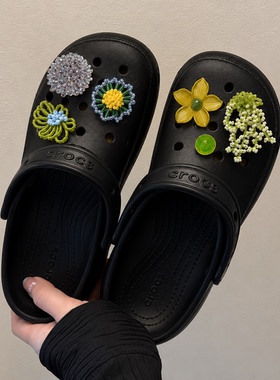适配crocs洞洞鞋配饰芭蕾鞋鞋花卡骆驰卡洛驰鞋装饰diy配件卡扣女