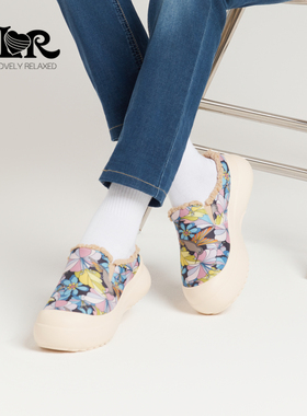 ILR因爱乐诗花卉厚底毛绒勃肯鞋女超轻保暖软底休闲一脚蹬半包拖