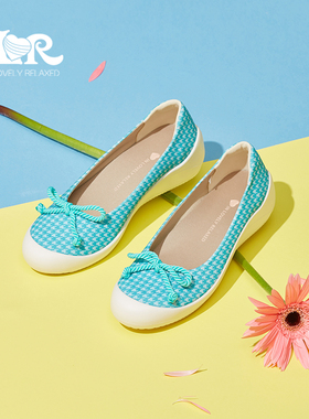 ILR因爱乐诗潮流格纹坡跟浅口单鞋法式轻盈软底舒适女鞋空气鞋