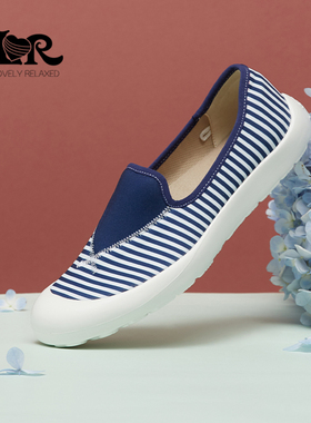 ILR因爱乐诗百搭时尚小清新印花单鞋女轻便软底透气平底鞋一脚蹬