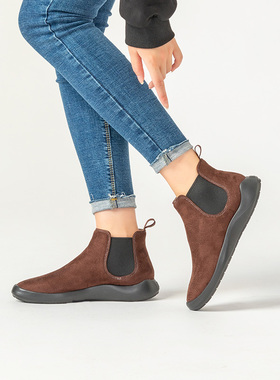 ILR因爱乐诗显瘦超轻切尔西短靴平底一脚蹬休闲女鞋加厚雪地靴