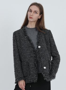 Jane express/简表达24年秋季新款小香风外套短款QWT41008