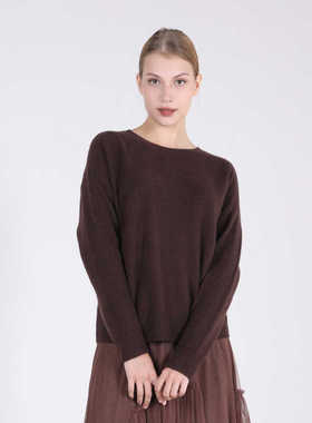 Jane express/简表达24年冬季新款百搭休闲乌木棕毛衫DMS42014