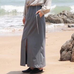 【新年特惠】Janeexpress前开衩A字直筒半身裙修身女士QBQ51010