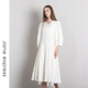Jane express 简表达24春杏白色优雅气质舒适连衣裙CLY41002