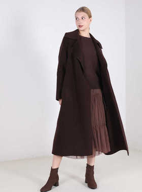 Jane express/简表达24年冬季新款百搭乌木棕长款大衣DDY42006