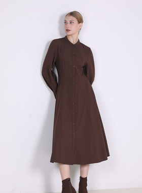 Jane express/简表达24年冬季新款简约气质酒厂红连衣裙DLY42004