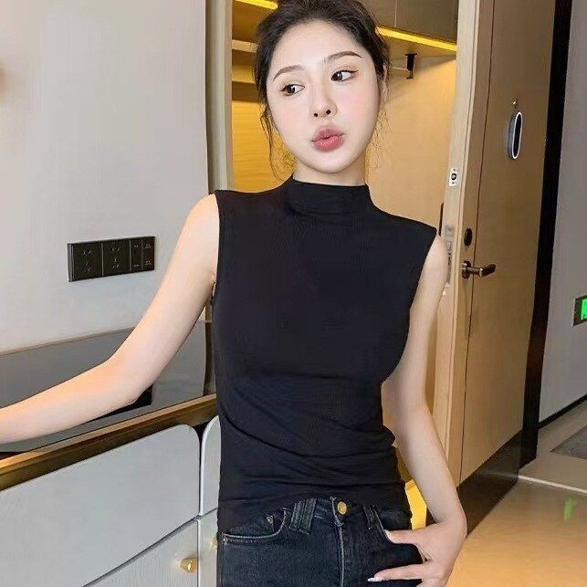 辣妹穿搭遮副乳修身薄款无袖背心图片