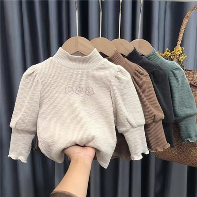 女童打底衫加绒加厚高领上衣