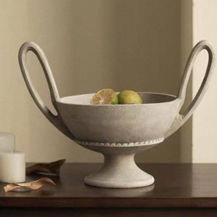 法式中古树脂双耳高脚水果盘样板间售楼处民宿客厅柜茶几艺术果盘