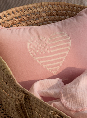 Lexington天鹅绒粉色心形腰枕儿童纯棉蓝色腰靠家用长方形靠枕