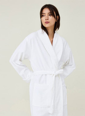 Lexington葡萄牙进口Hotel纯色丝绒浴衣女冬款纯棉浴衣睡袍