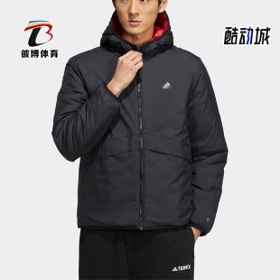 新款 Adidas 阿迪达斯正品 冬季 男子保暖双面穿连帽棉服HY7219