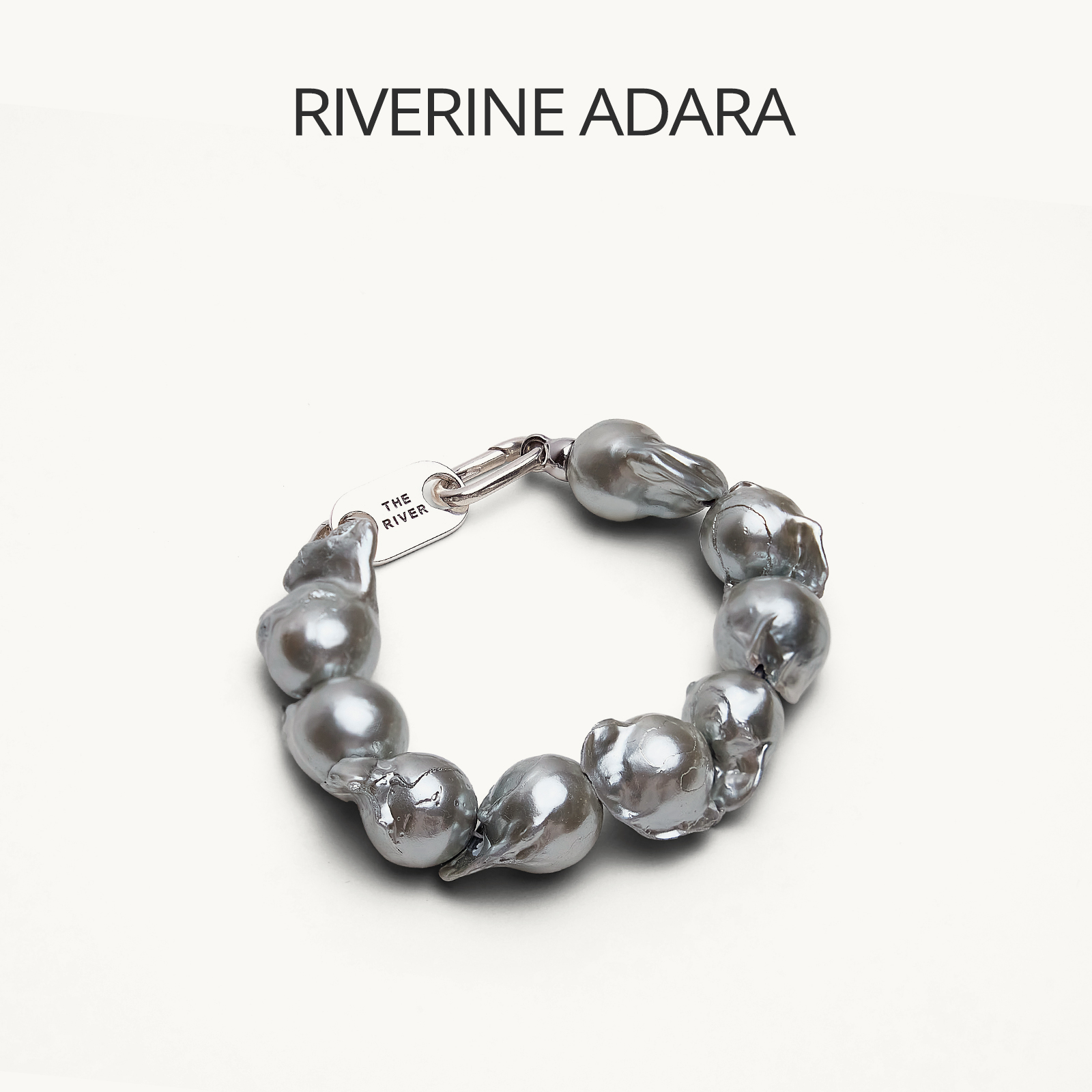 Riverine Adara「莹月」灰色异形巴洛克淡水珍珠首饰S925银饰手链