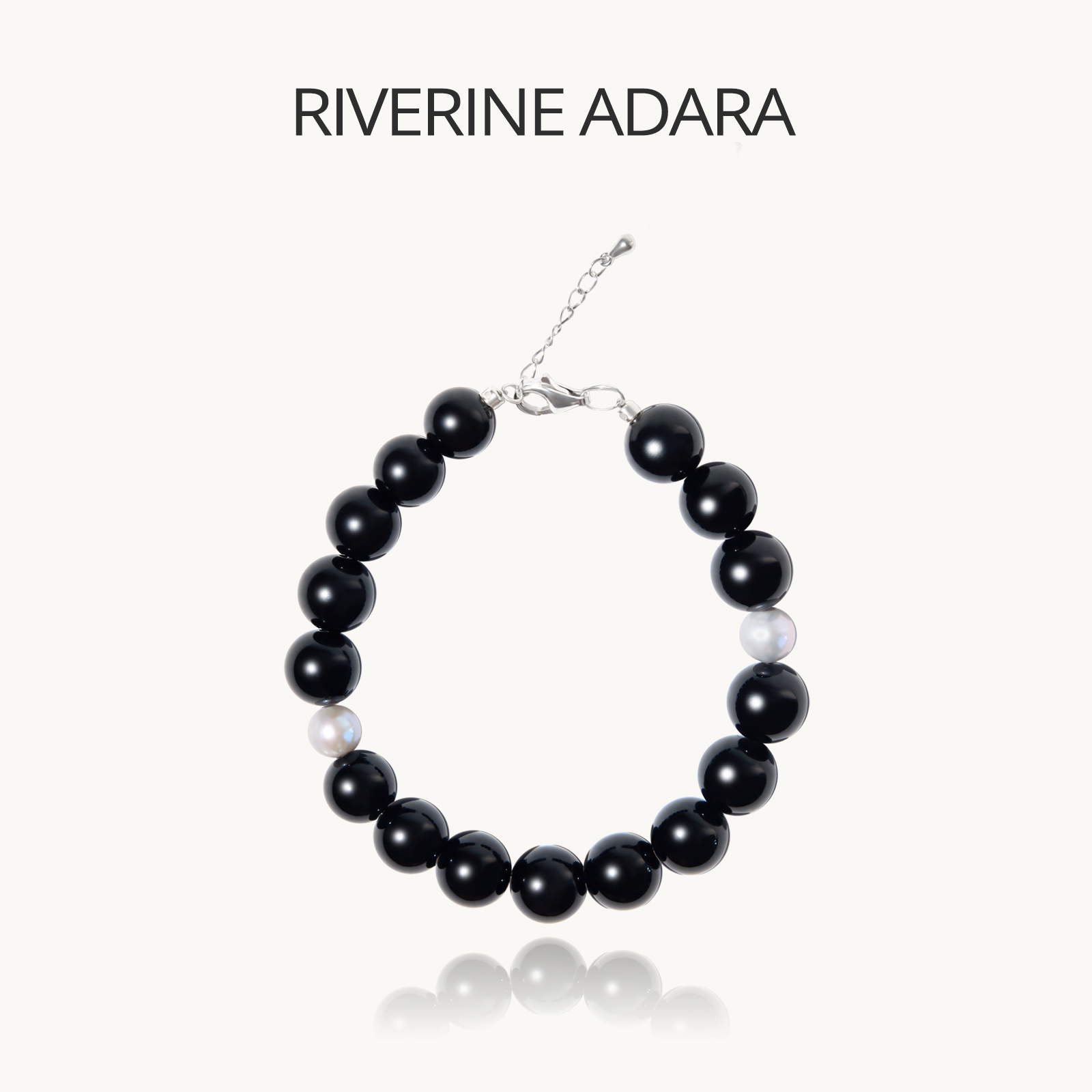 RiverineAdara「夜蔷星芒」黑曜石天然水晶淡水珍珠手串手链饰品