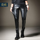 男潮小脚摩托车加绒加厚秋冬机车皮裤 弹力紧身皮裤 pu青年 修身 韩版