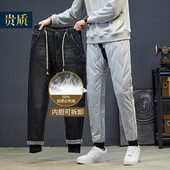 高腰宽松男 秋冬休闲修身 牛仔羽绒裤 男外穿可拆卸内胆加厚保暧棉裤